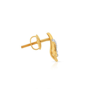 Boucles d'oreilles clous diamantées en forme de bouclier abstrait doré - Product Image 3