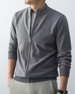 Men's Zip up Turtleneck Sweater Knitted Full Zip Cardigan Long Sleeve Solid Color Polyester/Cotton 320g for Autumn Winter - Product Image 3