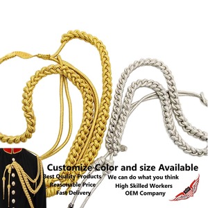 Cordon métallique tressé Aiguillette, plaqué or et argent, style classique, pour vêtements - Product Image 2