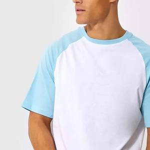 Camiseta de hombre blanca y azul claro, corte regular, cuello redondo, color sólido, informal, tejido de punto, 100% algodón jersey. - Product Image 5