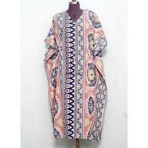 Robe Kaftan Indienne à Motifs Nouveaux, en Coton Doux, Longue, pour la Plage, Tenue de Détente, Vêtement de Nuit, Naturelle et Décontractée pour l'Été, Taille Unique - Product Image 1