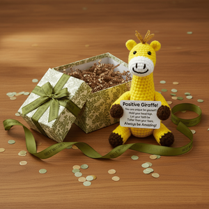 Caja de Regalo con Jirafa Tejida a Mano para Decoración de Escritorio y Adorno para Mochila Escolar, Regalo Personal Conmovedor para Amigos Mayores - Product Image 1