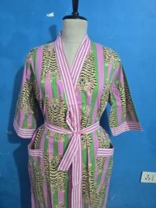 Kimonos Largos Estampados de Algodón Hechos a Mano, Unisex, Elegantes, para Dormir, para Damas de Honor y Mujeres - Product Image 4