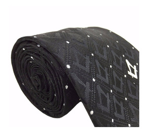 Cravate Maçonnique Bleue Personnalisée à Pois Noirs Brodés à la Machine – Cravate Formelle - Product Image 2