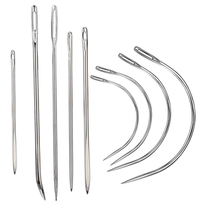 Ensemble d'aiguilles à coudre pour extensions de cheveux en acier inoxydable, aiguilles à tisser assorties droites, courbées et en forme de C pour la fabrication de perruques - Product Image 1