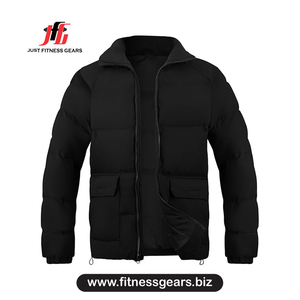 Puffer <b>Jacket</b> Windproof Winter Casual <b>Zipper</b> Closure Thick Polyester Wadding Coat - Product Image 1