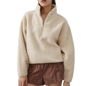 Sudadera de punto extragrande con cuello redondo y bolsillos para mujer, de manga larga con hombros caídos, color liso, transpirable, de poliéster, para invierno - Product Image 4