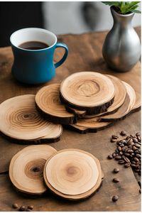 ชุดจานรองแก้วไม้ทำมือสำหรับกาแฟและชา ดีไซน์สวยงาม ทนทาน ป้องกันรอยขีดข่วนบนโต๊ะ - Product Image 4