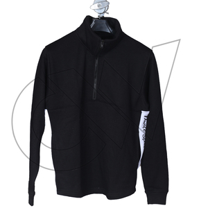 Sudadera de cuello redondo negra para hombre, de moda, corte regular, tejido de punto sólido, algodón polar, de secado rápido, transpirable, informal, para invierno - Product Image 3