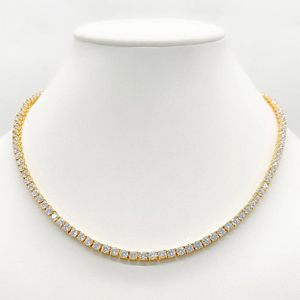 Exquisito Collar de Tenis Clásico con Diamantes Cultivados en Laboratorio, con Piedras de Corte Brillante Continuo en Plateado Pulido - Product Image 1