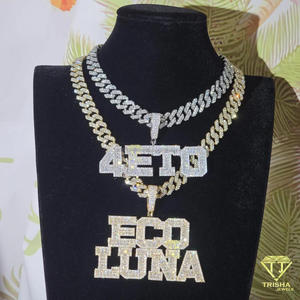 Luxury " Green Genie " <b>Name</b> Pendant <b>Chain</b> Moissanite Diamond Hip Hop Necklace Custom Bling Jewelry For Men - Product Image 5