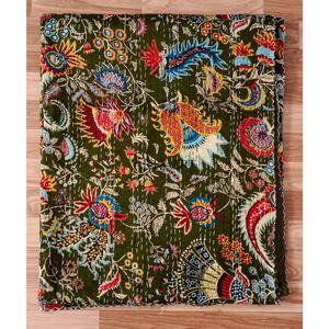 Wholesalers Indian Classy Floral Printed Eco-friendly Organic Cotton Hand Quilted High-quality Comfortable Vintage Kantha Quilt - Product Image 6