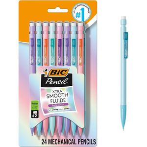 Lot de 24 crayons mécaniques pastel à pointe moyenne (0,7 mm) avec gommes, fournitures scolaires et de bureau en vrac - Product Image 1