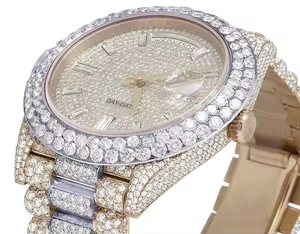 Trendy Style VVS Moissanite Diamond Baguette On Dial Stainless Steel Automatic Hip Hop <b>Wrist</b> <b>Watch</b> Iced Out Bling <b>Men's</b> Fashion - Product Image 2