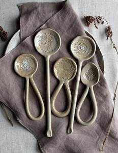 Cuillère à café vintage de luxe léger, rétro, en céramique, à manche court, pour la table et la soupe, usage domestique transfrontalier - Product Image 4