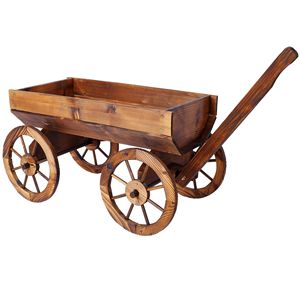 Decorazione per Casa e Giardino, Carrello Mobile in Legno per Fiori, Supporto per Vasi con Ruote - Product Image 6