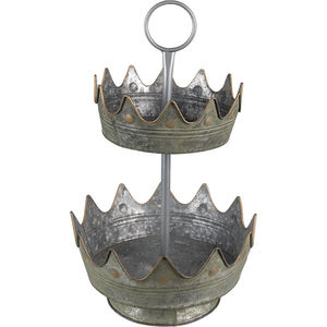 Support à gâteau rustique élégant à 3 niveaux en métal galvanisé, finition vintage vieillie, plateau de service rond en fer, présentoir en fer - Product Image 5