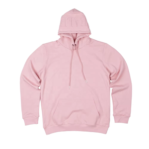 Sudadera con Capucha Corta para Hombre, Estilo Y2K, 100% Algodón, Bordado 3D, Color Rosa Liso, Sudadera con Capucha Tipo Pullover, OEM - Product Image 1