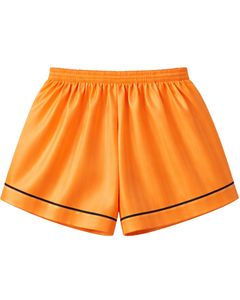 Customized Orange Satin Women Pajama Set Silk Sleepwear <b>Spaghetti</b> <b>Strap</b> Cami And Shorts Soft Luxury Nightwear Summer Lounge Set - Product Image 3