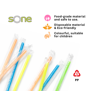 250 pcs Colourful Higienic Individually <b>Plastic</b>-<b>Wrapped</b> PP Polypropylene <b>Plastic</b> Straw 6 mm Diameter 210 mm Length - Product Image 3