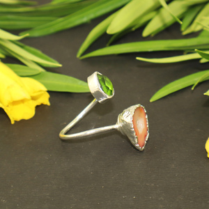 G Vogue Jewels Trendy Design Geode Druzy Hydro Quartz Gemstone 925 Silver Electroplated Adjustable Bohemian Fancy <b>Ring</b> Women - Product Image 5