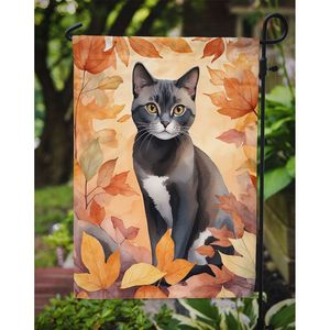 Chat asiatique et feuilles d'automne drapeau de jardin boîte aux lettres multicolore bannière de cour décorative pour les œuvres d'art de patio et les parterres de fleurs taille de jardin - Product Image 3