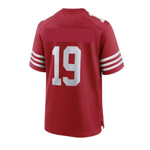 เสื้อฟุตบอลอเมริกันชายสีแดงหมายเลข 19 คอวีแขนสั้น โพลีเอสเตอร์ระบายอากาศได้ดี ชุดกีฬาทรงปกติ - Product Image 3
