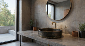 Luxury Black Hammered Copper Durable High Standard Quality Vessel Sink Handmade Home Use Bathroom Wash <b>Basin</b> for Modern Vanity - Product Image 5