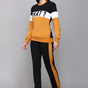 ชุดวอร์มผู้หญิงสีพื้นผลิตในปากีสถาน พิมพ์โลโก้ตามสั่ง ชุดวอร์มลำลองสำหรับผู้หญิง - Product Image 3