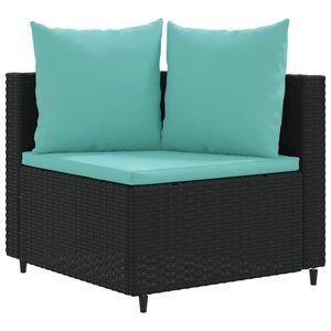 Black And Water Blue Patio <b>Sofa</b> Set Outdoor Garden Furniture <b>Rattan</b> Waterproof Cushions Elegant Design - Product Image 3
