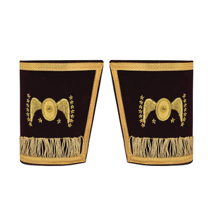 Manchettes de gauntlets maçonniques haut de gamme en coton blanc, gants de franc-maçon avec symbole brodé, équerre et compas, manchettes de loge - Product Image 1