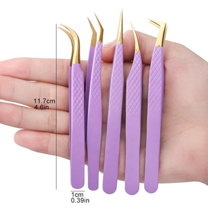 Premium Purple Stainless Steel Eyelash Tweezers Set <b>Precision</b> Tip For Lash Extension <b>Tools</b> at Competitive Prices - Product Image 6
