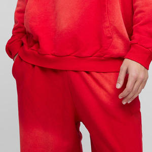 Pantalon de survêtement décontracté pour homme grande taille, taille élastique rouge, avec poches, logo sur la jambe droite, respirant, mi-lourd, tricoté, pour l'automne - Product Image 6