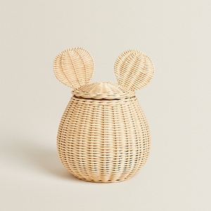 New Arrival Best Selling RATTAN <b>BASKET</b> WITH EARS Natural Rattan apple <b>Basket</b> Handmade in Viet Nam <b>Storage</b> Clothes Kid Toys - Product Image 4