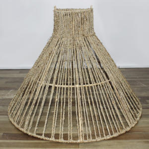 Tissé à la main jonc de mer jacinthe d'eau abat-jour en forme de cône couverture de lumière rustique naturelle écologique pour la décoration de la maison - Product Image 2