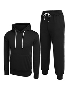 custom sports plain sweat suit high fleece fitted hoodies and jogger set black oversize tracksuit - Product Image 4
