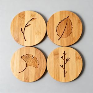 Natural Mango Wood Sunflower Engraved Drink Coasters Set Round Wooden <b>Cup</b> <b>Mats</b> for Coffee Table Home Decor Kitchen Accessories - Product Image 4