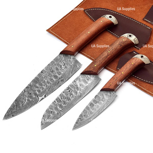 Customizable Damascus Steel 3 Pcs Kitchen Chef <b>knives</b> <b>Set</b> 9-12 in Japanese Forged Damascus <b>Knives</b> Rosewood Handle Professional - Product Image 4