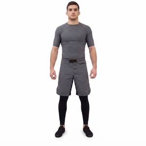 Custom Charcoal Gray MMA Fight <b>Shorts</b>-Lightweight No-Gi <b>Grappling</b> <b>Shorts</b> with Hook Loop Waistband for Men - Product Image 1
