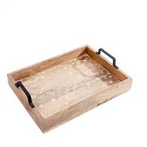 <b>Black</b> Coated New Wooden Serving Tray For Home Hotel Serving Use Ramadan And Eid Food Fruits Use Wooden Serving Trays - Product Image 5