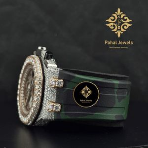 Reloj de Cuarzo de Lujo con Incrustaciones de Diamantes, Esfera de Cristal de Zafiro, Caja de Acero Inoxidable, Correa Verde, Fecha Automática, Caja Incluida - Product Image 3