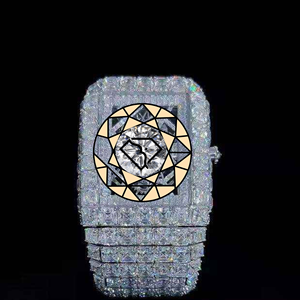 นาฬิกา RAMDUT IMPEX รุ่น Luxury Square Crystal Iced Out Diamond สำหรับทุกเพศ ตัวเรือนสแตนเลสสตีล ระบบควอตซ์ หน้าปัด 46 มม. สไตล์ฮิปฮอปแฟชั่น - Product Image 1