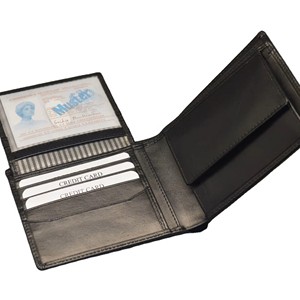 <b>Men's</b> Genuine Leather Bifold <b>Wallet</b> Slim Fold Design <b>Black</b> Minimalist Style Daily Use Open Closure Slim Design Money Card Holder - Product Image 6