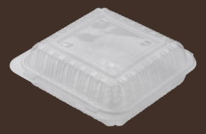Disposable Plastic Food <b>Container</b> with Lid for <b>Takeaway</b> Use Minimalist Design One Compartment Clear 9 Inch - Product Image 2