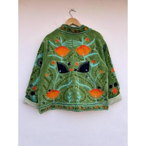Bohemian Velvet Suzani Embroidered Hand-painted Cotton <b>Jacket</b> Uzbek Spring Autumn Winter Ethnic Outerwear <b>Women's</b> Reversible - Product Image 4