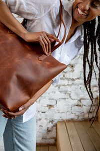 Premium Genuine Leather Fringe Handbag for Women – Vintage Boho Style Shoulder <b>Bag</b> with Tassels & <b>Studded</b> Detail - Product Image 3