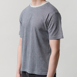 T-shirt graphique à motif pied-de-poule surdimensionné pour homme, col rond, décontracté, basique, manches courtes, vente en gros, 100% coton polyester, marque privée - Product Image 2