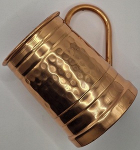 Mug Moscow Mule classique en cuivre pur martelé fait main réutilisable avec poignée pour la maison et la restauration ILAHI's From Uttar - Product Image 2
