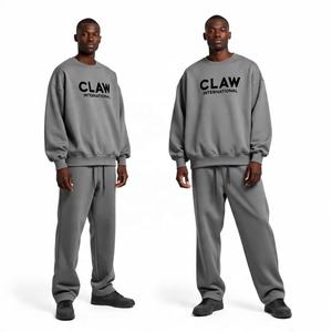 OEM personalizado desgastado parche bordado Logo ácido lavado Vintage pulóver con capucha acampanada sudaderas pantalones de peso pesado chándal para hombres - Product Image 1