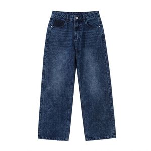 Pantalon en jean bleu foncé coupe ample pour homme, design classique, coupe slim droite, extensible, décontracté et tendance - Product Image 6
